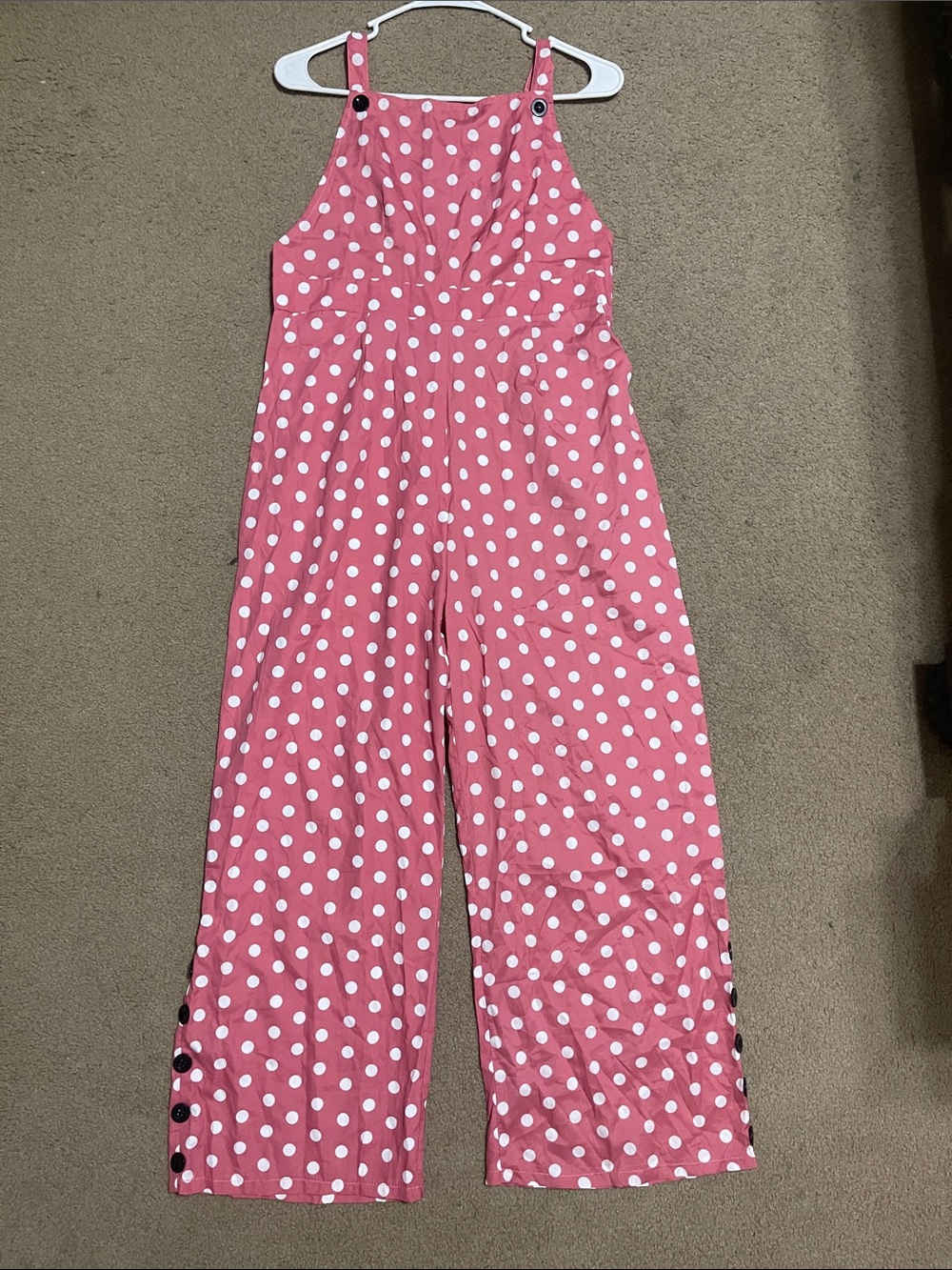 Girls Pink Polka Dot One-Piece Jumpsuit